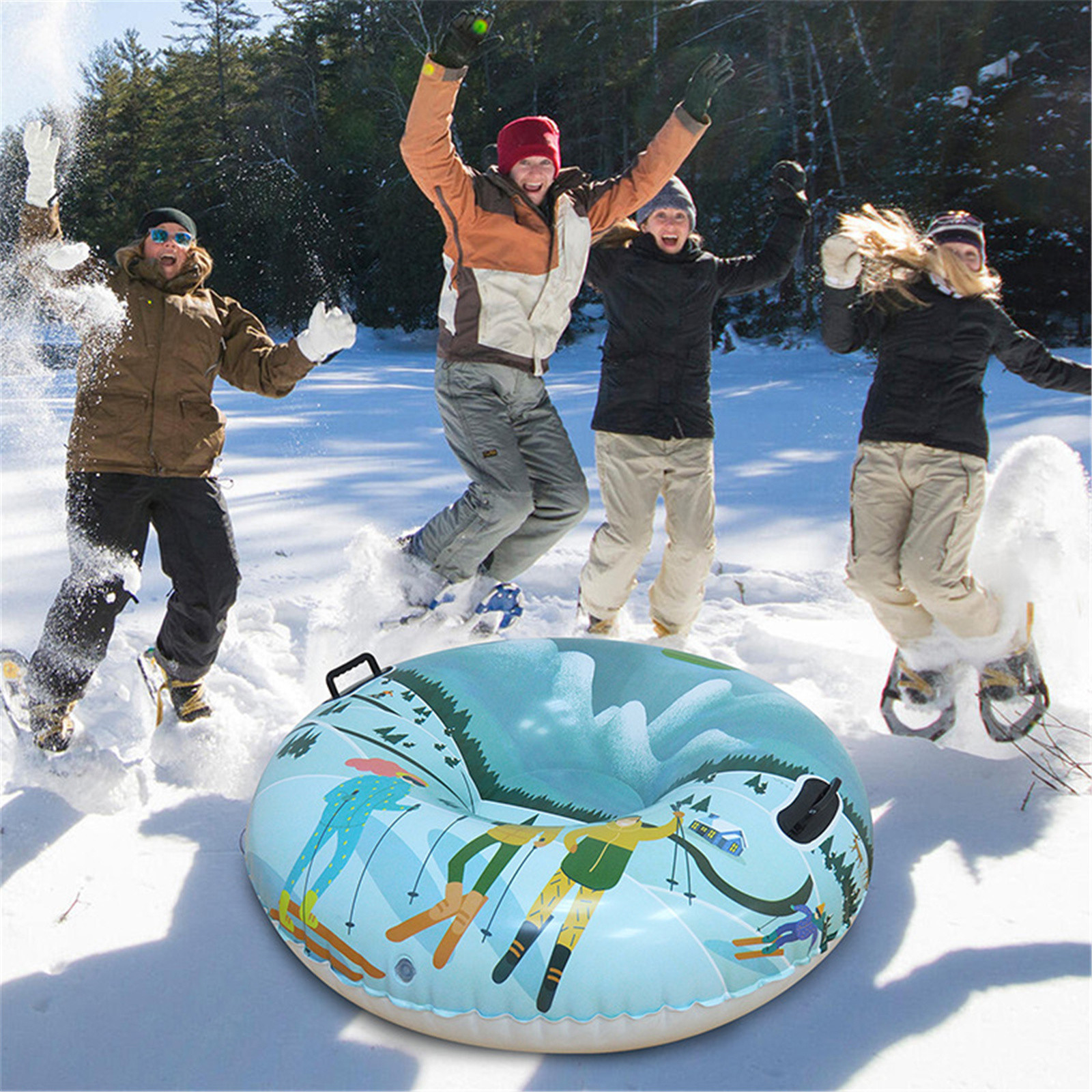 Herrnalise Snow Tube Inflatable Snow Sled for Kids and Adults, 37