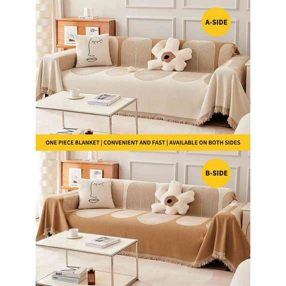 Herrnalise Sofa Cover with Tassel Chenille Couch Covers for 2 Cushion Couch Sofa Universal Sofa Slipcover for Sectional l Shaped Couch Dogs Protector Furniture Covers,71x 51 inches