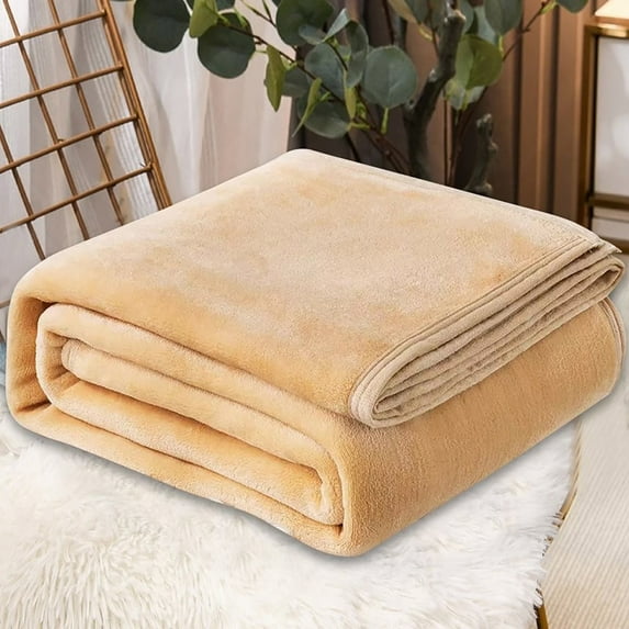 Herrnalise Solid ColoredFlannel Throw Blanket Super Soft Cozy Throw Blanket for Sofa Couch,Lightweight Comfy Flannel Blanket Warm Plush Throw Blankets for Bed - 28"×40",Khaki