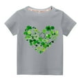 thumbnail image 1 of Herrnalise St. Patrick's Day Green Green Heart Boys And Girls Short Sleeve Crew Neck Tshirt Saint Patricks Day Green Tee for Kids 2-10 Years, 1 of 3