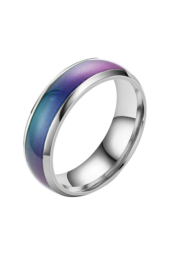 Stainless Steel Temperature Sensative Color Changing Wedding Band MoodRing