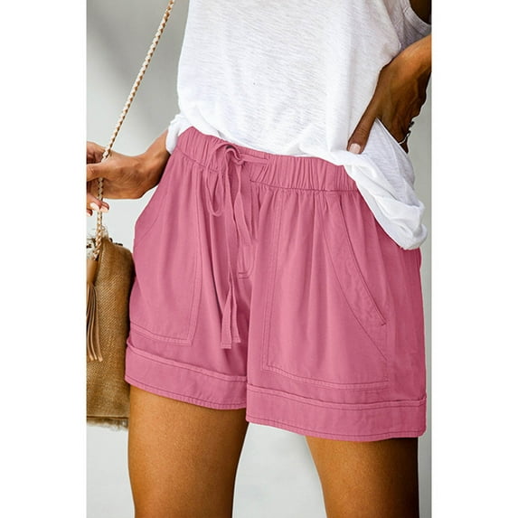 SDJMa Summer Mini Skorts with Shorts Pockets for Running Casual Womens Plus Size Comfy Drawstring Casual Elastic Waist Pocket Loose Shorts Pants