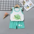 thumbnail image 1 of Realhomelove Summer Outfits Infant Toddler Baby Boys Girls Cute Cartoon Printed Sleeveless T-Shirt Tops Vest and Shorts 2PCS Clothes Set, 1 of 8