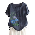 thumbnail image 1 of Herrnalise Summer Pajamas 2024 Women Linen Shirts 3/4 Sleeve Loose Casual Oversized Tops Crew Neck Lightweight Basic 2024 Summer Fashion Blouse for Women Gifts, 1 of 3