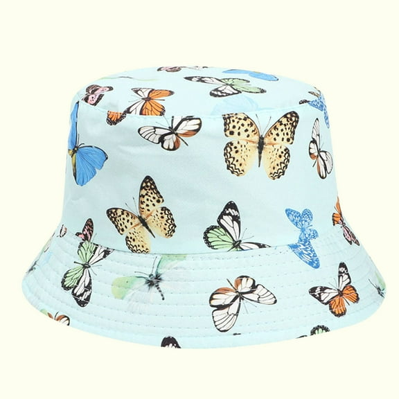 Herrnalise Summer Sun Protection Fashion Butterfly Print Outdoor Sun-hat Fisherman Bucket Hat Cap