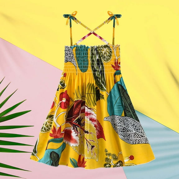 Herrnalise Summer Toddler Baby Girls Sleeveless Sling Dress Graphic Print Children's Clothing toddler clothes