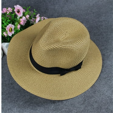 Herrnalise Sun Hats for Women Men Wide Fedora Straw Beach Hat UPF 50