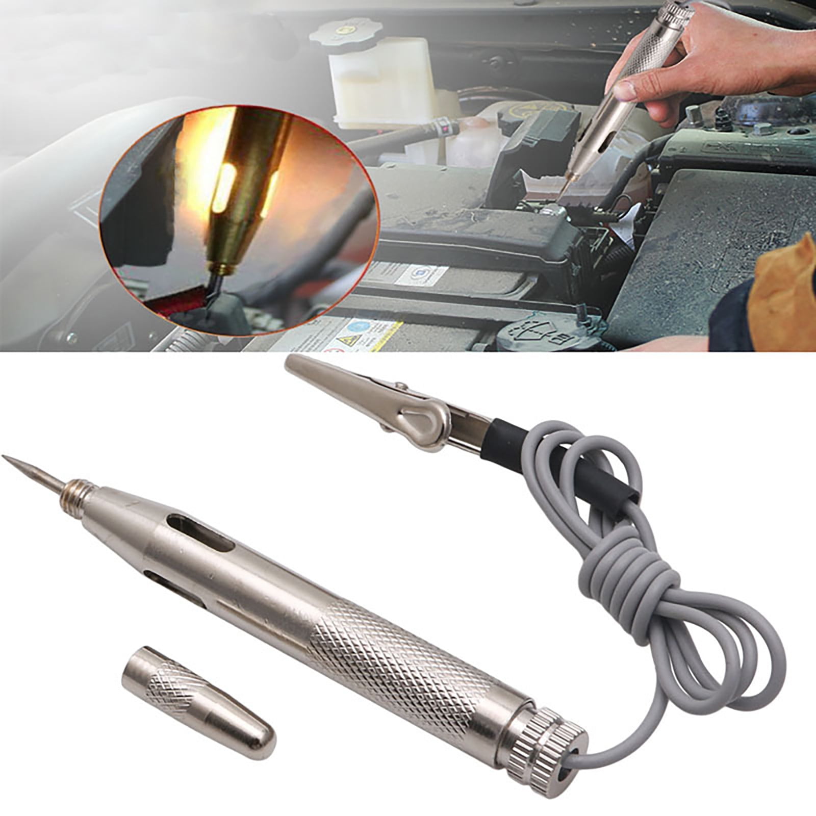 Herrnalise Test Light Automotive 6-12V Digital LED Circuit Tester, Auto Bidirectional Voltage Tester, Electric Test Pen with Extended Spring Wire \u0026 Probe for Car RV Fuse Checker