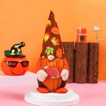 Herrnalise Thanksgiving Gnome Plush Decorations,Fall ThanksgivingHandmade Scandinavian Tomte - Autumn Pumpkins Home Tabletop Gnomes Decor Ornaments - Orange Beard