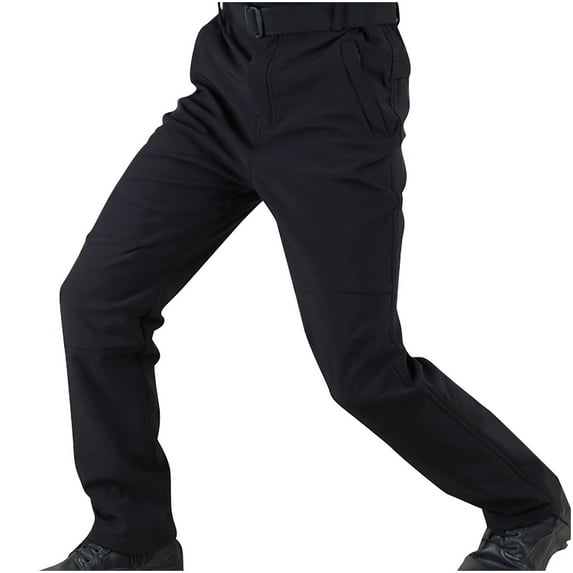 Herrnalise Thicken Mens Winter Fleece Lined Cargo Pant Windproof Outdoor Work Pants With Multi-pocket Black