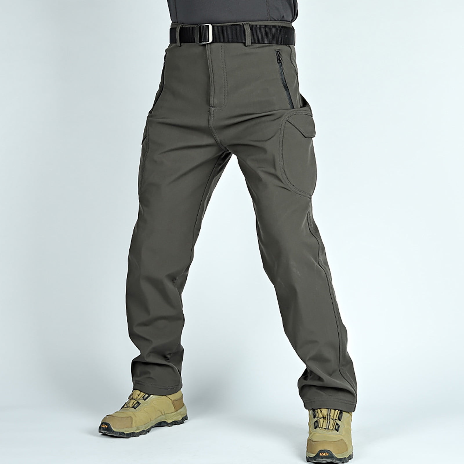 Herrnalise Thicken Mens Winter Fleece Lined Cargo Pant Windproof