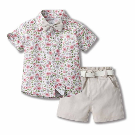 Herrnalise Toddler Baby Boy Clothes Set Short Sleeve Shirt Shorts Set Summer Outfits 2 Piece Kids Suit Infant FloralHawaiian Outfit