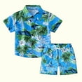 thumbnail image 1 of Herrnalise Toddler Baby Boy Summer Outfits Little Kids Hawaiian Clothes Short Sets Sunset Palm Leave Top Shirt 2-12T, 1 of 1