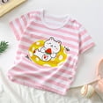 thumbnail image 1 of Herrnalise Toddler Baby Boys Girl Summer Short Sleeve Cartoon print T Shirt Round Neck Shirt Comfy Cotton Top Solid Shirts 6M-6T, 1 of 4
