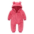 thumbnail image 1 of Herrnalise Toddler Baby Boys Girls Color Plush Cute Bear Ears Winter Thick Jumpsuit Romper Flash picks, 1 of 3
