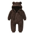 thumbnail image 1 of Herrnalise Toddler Baby Boys Girls Color Plush Cute Bear Ears Winter Thick Jumpsuit Romper, clearance under $10, 1 of 3