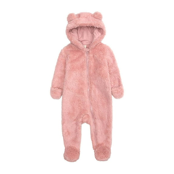 Herrnalise Toddler Baby Boys Girls Plush Cute Bear Ears Winter Thick Warm Jumpsuit Romper, summer savings