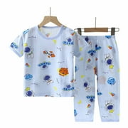 Herrnalise Toddler Baby Boys Girls Short Set Pajamas for Kids Toddler Cotton Cartoon Dinosuar Whale Giraffe Print Sleepwear Summer Clothes Size 1-13T