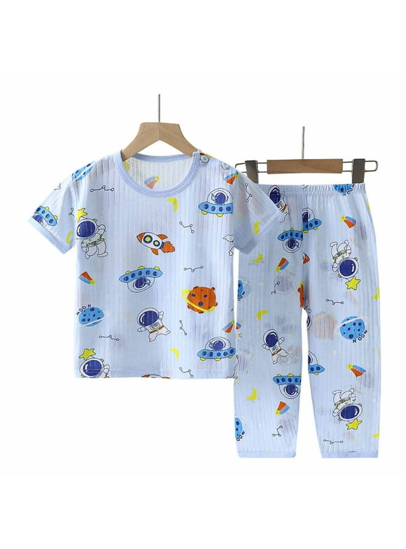 Herrnalise Toddler Baby Boys Girls Short Set Pajamas for Kids Toddler Cotton Cartoon Dinosuar Whale Giraffe Print Sleepwear Summer Clothes Size 1-13T