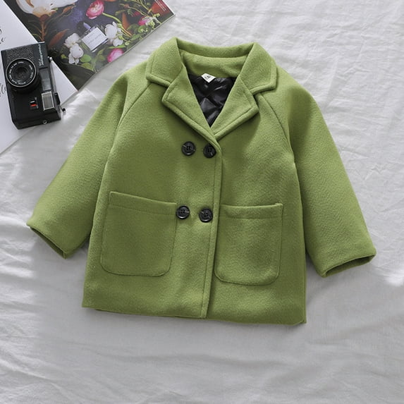 Herrnalise Toddler Baby Boys Girls Wool Coat Double Breasted Trench Coat Kids Jacket Fall Winter Warm Outwear Overcoat.1-6 Years