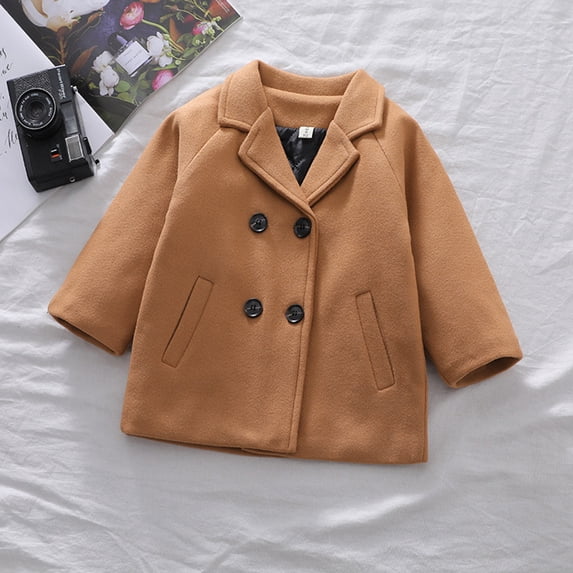 Herrnalise Toddler Baby Boys Girls Wool Coat Double Breasted Trench Coat Kids Jacket Fall Winter Warm Outwear Overcoat.1-6 Years