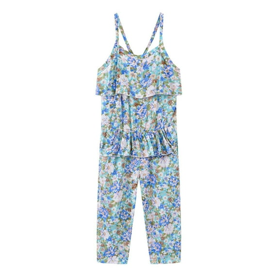 Herrnalise Toddler Baby Girl Jumpsuit with Pocket ,Summer CasualRompers Kids One Piece Cute Strap Toddler Pants Backless Outfits