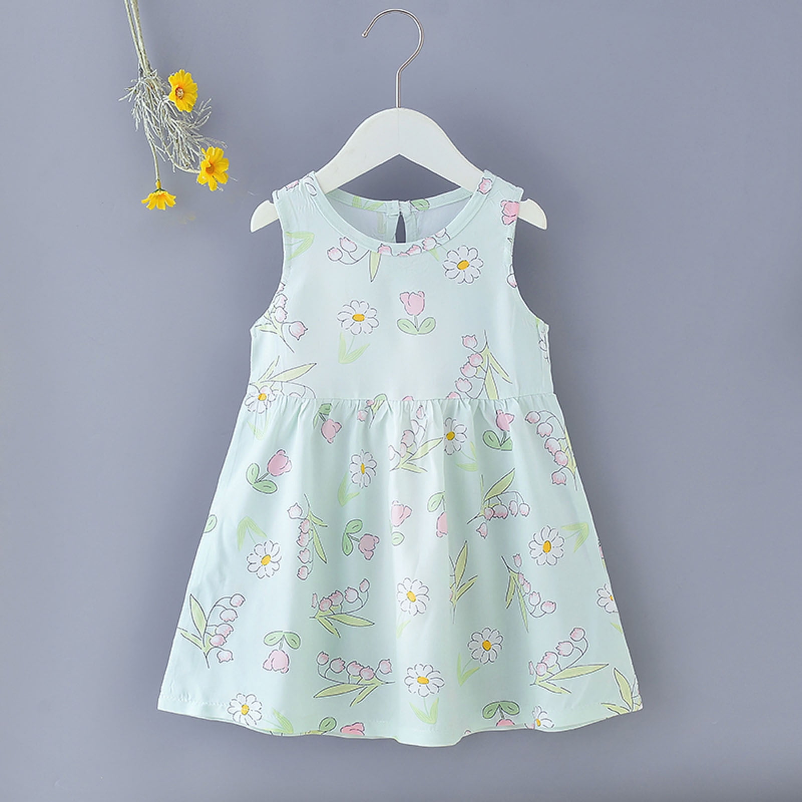 Herrnalise Toddler Baby Girl Summer Dress Floral Print Pleated