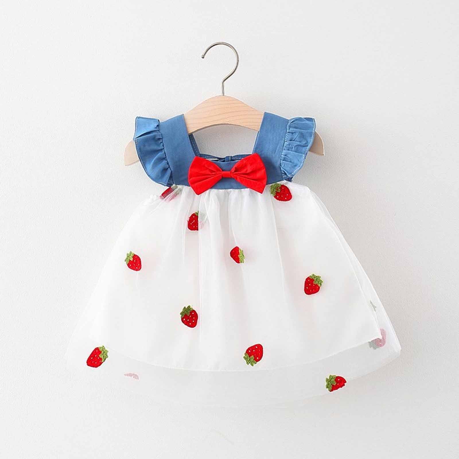 Summer Arrival Baby Girls Short Sleeves Cherry and Plaid Pattern Dress main image 0