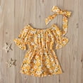 thumbnail image 1 of Herrnalise Toddler Baby Girls Summer Floral Short Sleeve Jumpsuit + Bow Two-piece Children's Clothing,Savings, 1 of 7