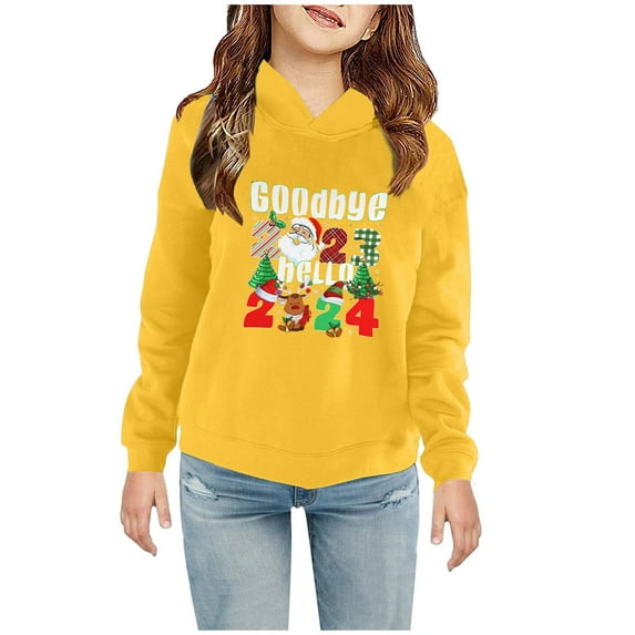 Herrnalise Toddler Boys Christmas Sweatshirts Hoodies Christmas Prints Pullover Tops Kids Hooded Sweaters Xmas Outerwear