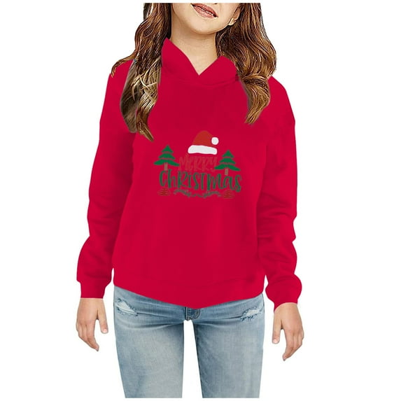 Herrnalise Toddler Boys Christmas Sweatshirts Hoodies Christmas Prints Pullover Tops Kids Hooded Sweaters Xmas Outerwear