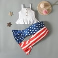 thumbnail image 1 of Herrnalise Toddler Girl 4th of July Clothes Baby Halter Vest Flare Pant Outfit American Flag Bodysuit 1-5T, 1 of 9