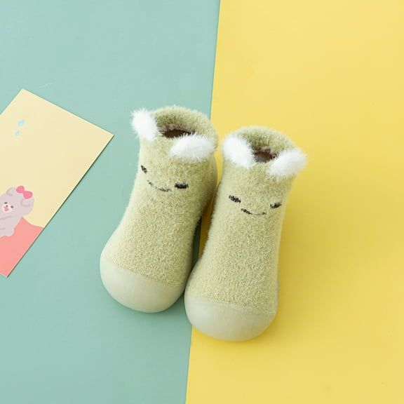 Herrnalise Toddler Girls Boys Socks Breathable Kids Non-slip Cartoon Plus Velvet Thicken Indoor Toddler Shoes