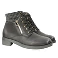 thumbnail image 1 of QISIWOLE Women's Shoes Fashion Minimalistic Solid Color Zipper Low Tube Wool Stitching Lace-up Thick Heel Short Boots Discount !, 1 of 4