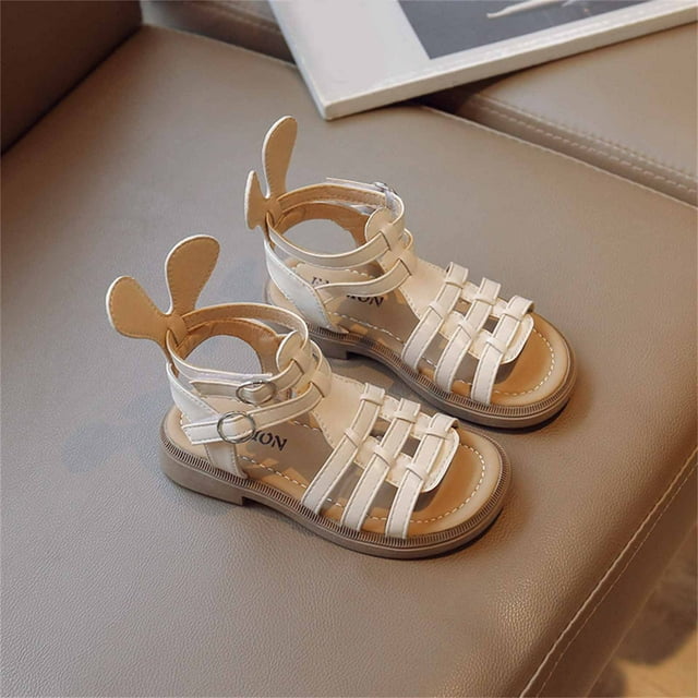 Herrnalise Toddler Girls' Sandals - Leatherette Strapped Gladiator Sandals with Heel Zipper