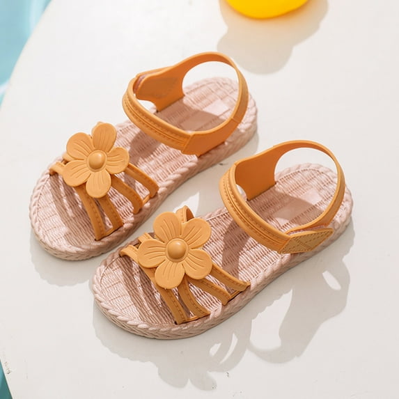 Herrnalise Toddler Girls Shoes PVC Weave Flowers Non-slip Shoes Soft Kid Hollow Out Sandals Sales