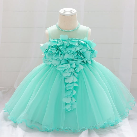 Herrnalise Toddler Girls Temperament Flowers Pearl Cute Net Yarn Birthday Party Gown Dresses Flash picks