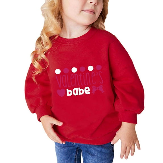 Herrnalise Toddler Girls Valentine's Day Sweatshirts Crewneck Hoodies Long Sleeve Collage T Shirts Kids Pullover Tops 2-10 Years