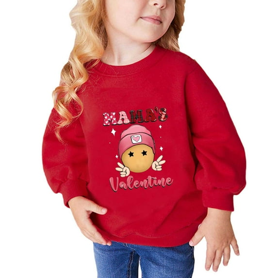Herrnalise Toddler Girls Valentine's Day Sweatshirts Crewneck Hoodies Long Sleeve Collage T Shirts Kids Pullover Tops 2-10 Years