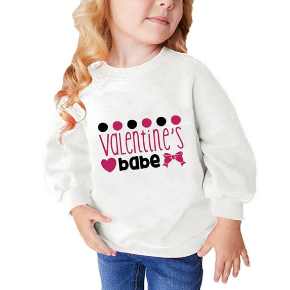 Herrnalise Toddler Girls Valentine's Day Sweatshirts Crewneck Hoodies Long Sleeve Collage T Shirts Kids Pullover Tops 2-10 Years