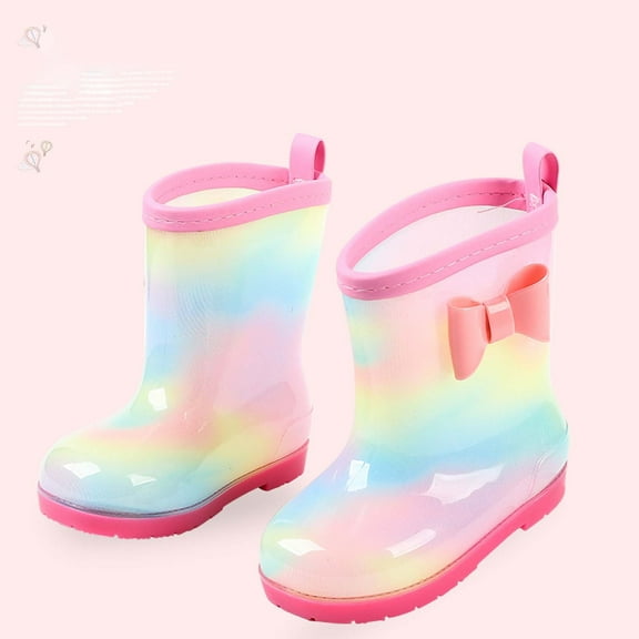 Herrnalise Toddler Infant Kids Baby Girls And Boys Cute Bow Rain Boots Water Shoes