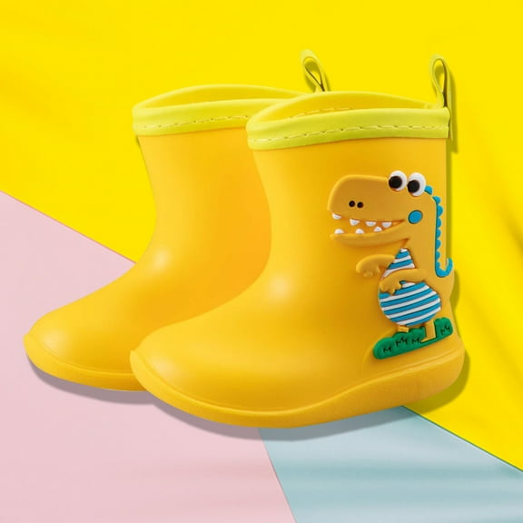Herrnalise Toddler Infant Kids Baby Girls And Boys Cute Cartoon Dinosaur Rain Boots Flash picks