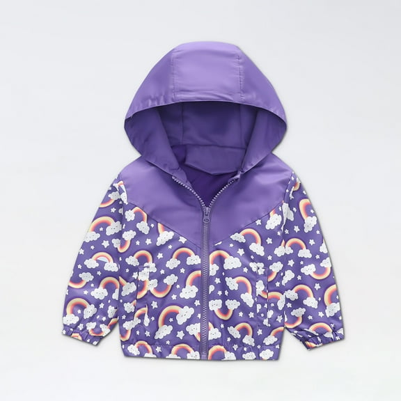 Herrnalise Toddler Kids Baby Boys Girls Fashion Cute Dinosaur Rainbow Pattern Windproof Jacket Hooded Coat Clearance !