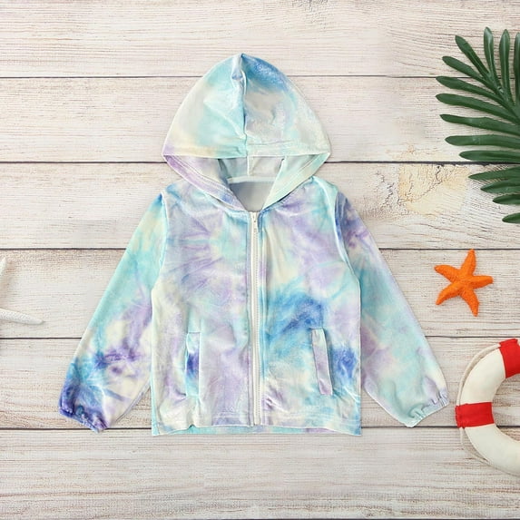 Herrnalise Toddler Kids Baby Boys Girls Fashion Cute Long Sleeves Gradient Color Tie-dye Jacket Hooded Coat,Sales