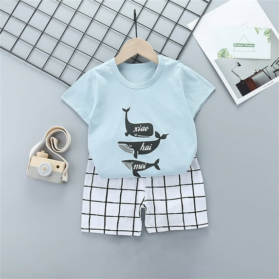 Herrnalise Toddler Kids Baby Boys Girls Fashion Cute Short Sleeve Cartoon Print Casual Suit