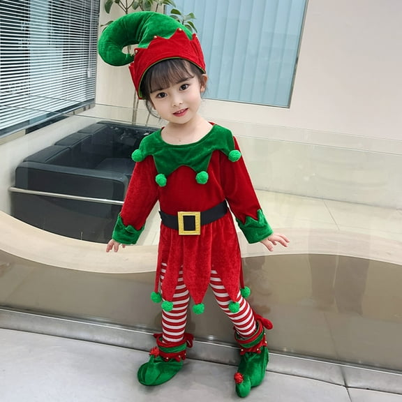 Herrnalise Toddler Kids Baby Girls Christmas Fashion Cute Long Sleeve Elves Stripe Sock Cover Shoe Suit