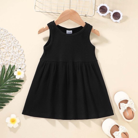 SDJMa Toddler Kids Baby Girls Summer Cute Sleeveless Dress Solid Color Vest Dress