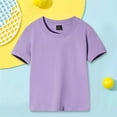 thumbnail image 1 of Herrnalise Toddler Kids Boys Girls Comfortable T-shirts Solid Color Crewneck Tops Short Sleeve Cotton Basic Layering Tee For 2-12 Years Purple, 1 of 7