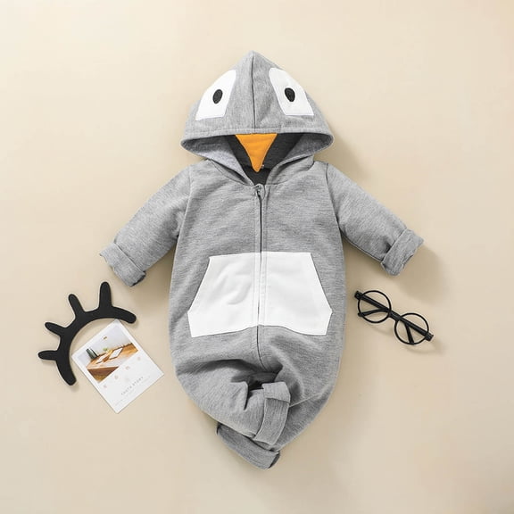 Herrnalise Toddler Kids Boys Girls Fashion Cute Funny Cartoon Penguin Long Sleeves Romper Jumpsuit,Sales