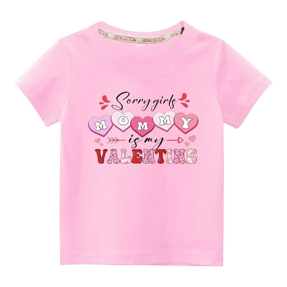 Herrnalise Toddler Kids Boys Girls Fashion Valentines Day Shirt 'Mommy is my Valentines 'Solid Color Round Neck T-Shirts Kids Valentine's Day Shirts 3-10 Years